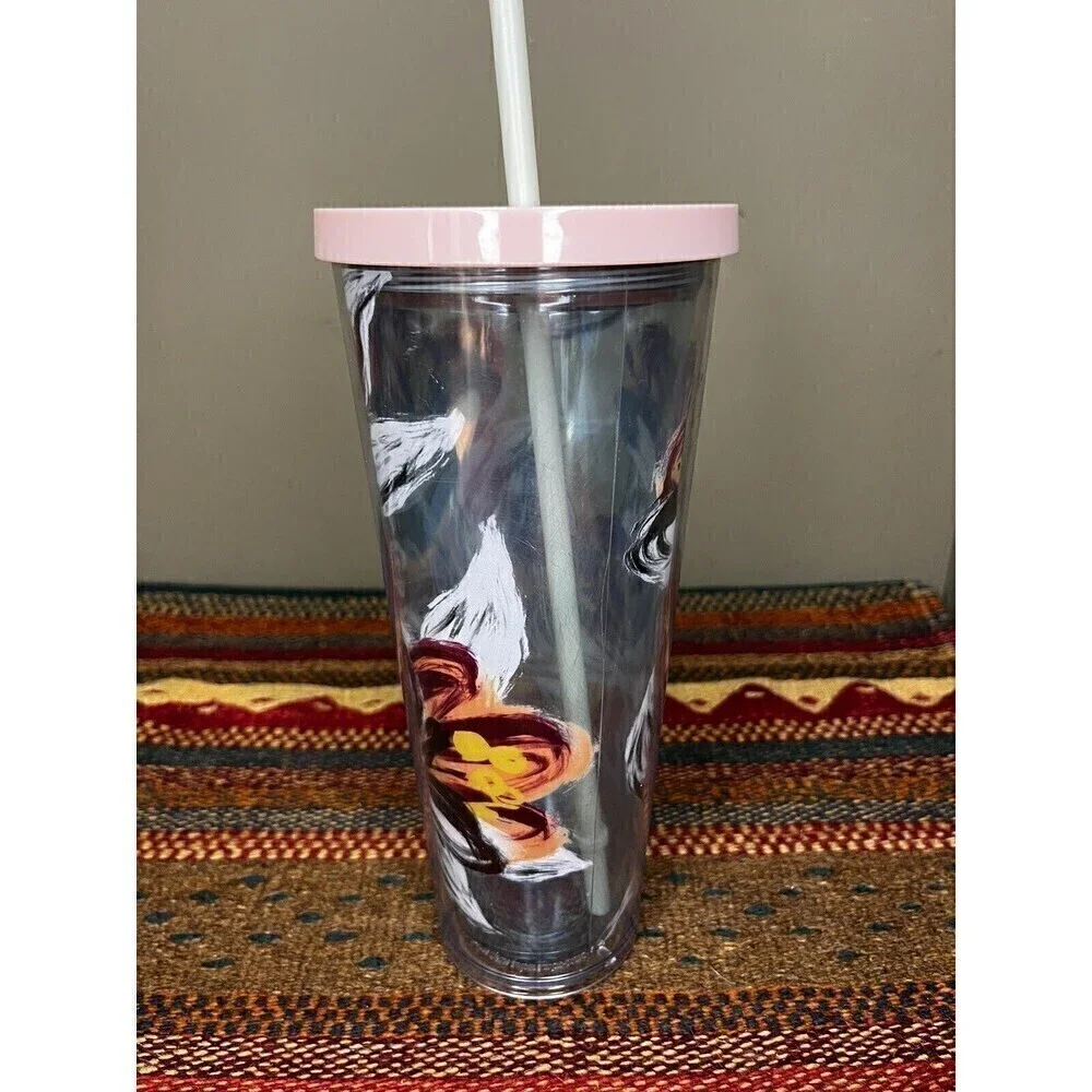 2019 Starbucks Peony Flower Floral Tumbler Venti Cold Cup 24 oz Pink Lid & Straw